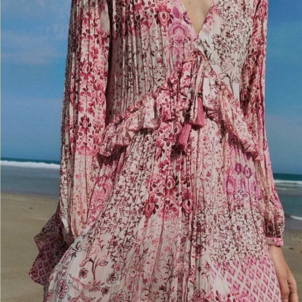 Zara Patchwork Print Minidress in Pink Size Large - Picture 2 of 6